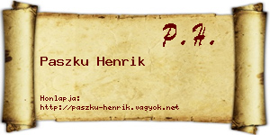 Paszku Henrik névjegykártya